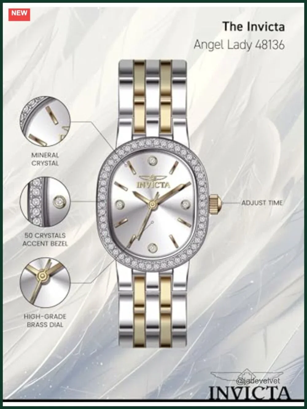 Invicta Angel Lady 20mm Stainless Steel Quartz Watch Water Resistant 30m